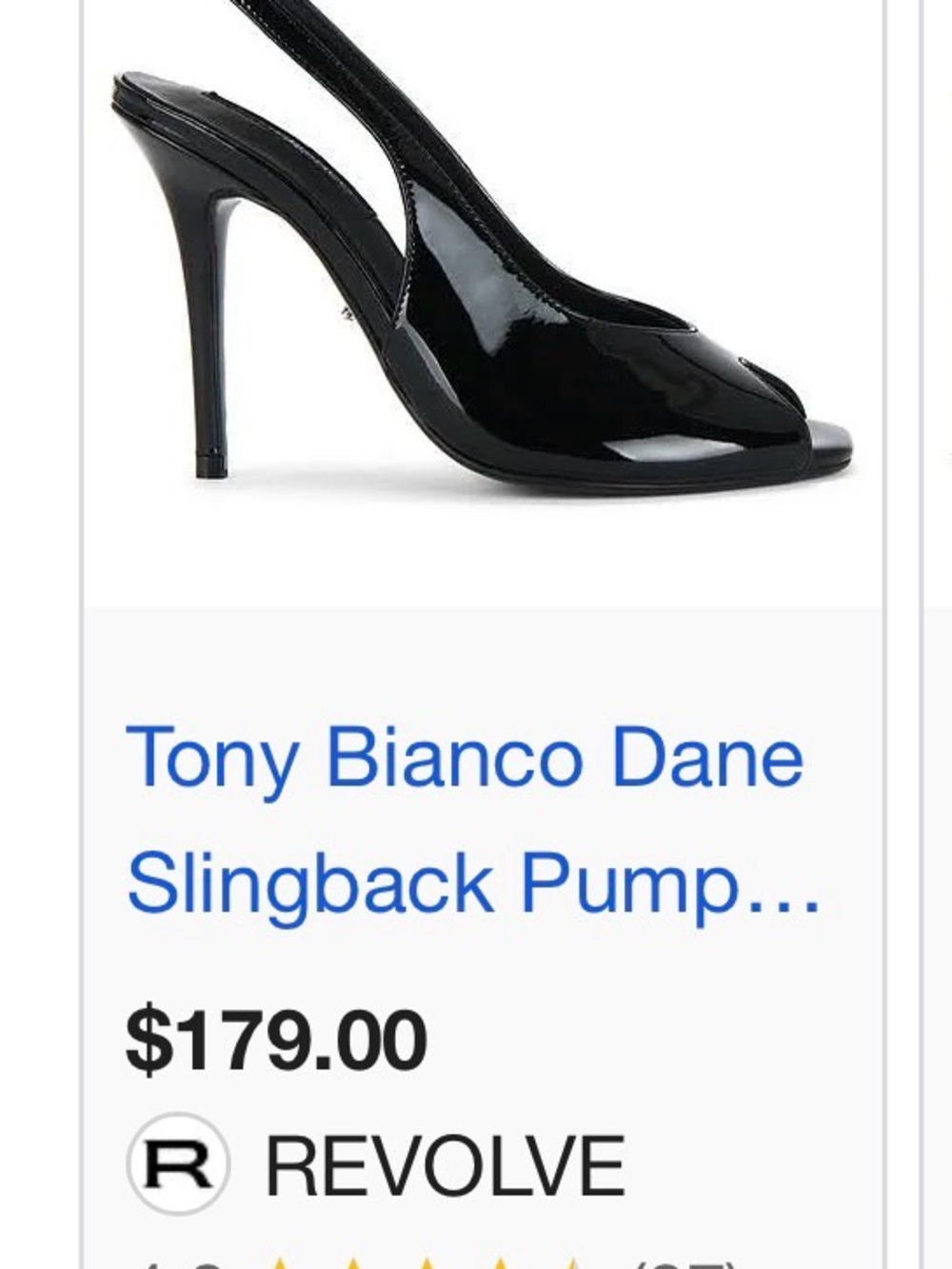 Tony Bianco Black Patent Peep-Toe Slingback Heel Size 7